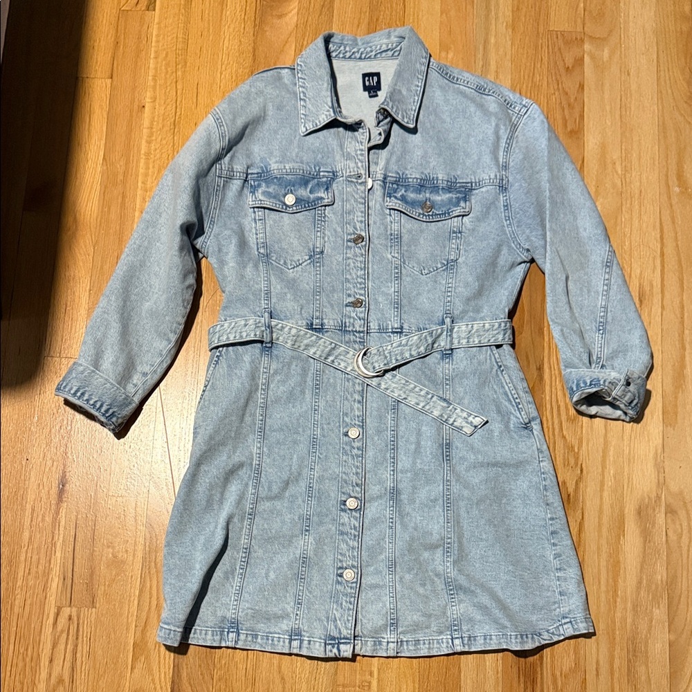 GAP Light Blue Belted Denim Dress